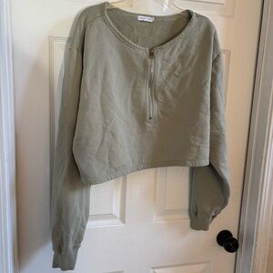 Good American Sage Green Zip-Up Top